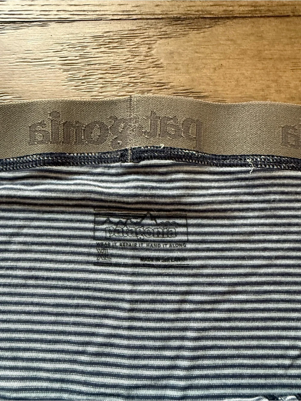Patagonia Men's Brown and Gray Striped Boxer Briefs